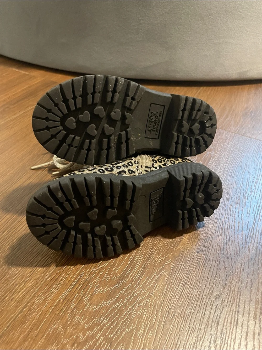 jumping beans Girls Leopard Lace-Up Ankle Boots in Gold and Black